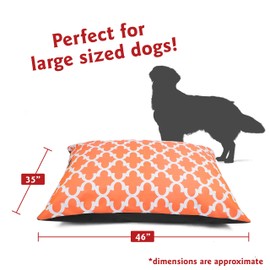 Majestic Pet Rectangle Large Comfy Non Slip Dog Crate Bed - Washable - Super Value Pillow - Dog Kennel - Large Breed 46 x 35 Inch - Trellis Orange