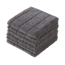 Juego de 6 trapos de microfibra de rizo, súper absorbentes y sin pelusas, para el hogar, 11 x 11 pulgadas (gris, 6)