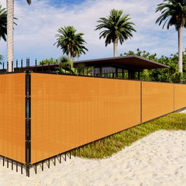 INFRANGE Heavy Duty 195GSM Orange 16' x 12' Fence Privacy Screen Windscreen,with Bindings & Grommets Mesh Shade Net Cover for Wall Garden Yard Backyard-Cable Zip Ties Included