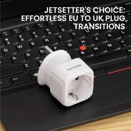 kwmobile 2x EU to UK Plug Adapters - Travel Adaptors for UK, European Plug, and More - Adaptor to Charge Phones, Tablets, Laptops - Schuko Type C/F to Type G Adapter - White