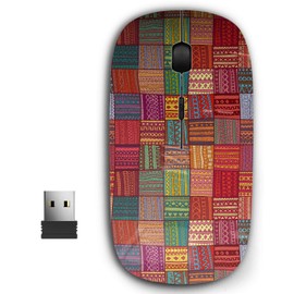 2.4G Ergonomic Portable USB Wireless Mouse for PC, Laptop, Computer, Notebook with Nano Receiver ( Geometric Patchwork Style )