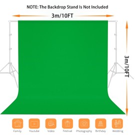 Vevelux 10 x 10 FT Black Backdrop Background with 8 Clamps, 100% Polyester Photography Backdrop Foldable Washable Black Screen for Photoshoot Portraits Party Video Studio Shooting