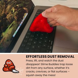 Slime Buddies Cleaning Gel | Pack of 3 - Great for Car Interiors, Cup Holders, Keyboards & More | Reusable Cleaning Slime - Strawberry