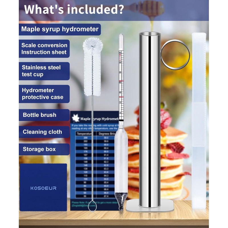 Maple Syrup Hydrometer Test Cup Kit, Maple Sap Hydrometer With