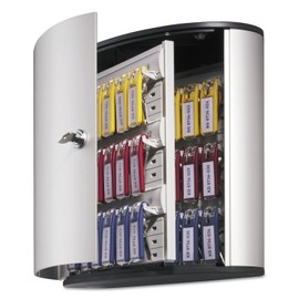 Durable 195223 Locking Key Cabinet, 36-Key, Brushed Aluminum, Silver, 11 3/4 x 4 5/8 x 11