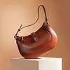 Vintage Vegan Leather Shoulder Bag (Brown)