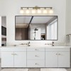 39" Modern 6-Light Vanity Wall Sconce, Golden Finish with Frosted