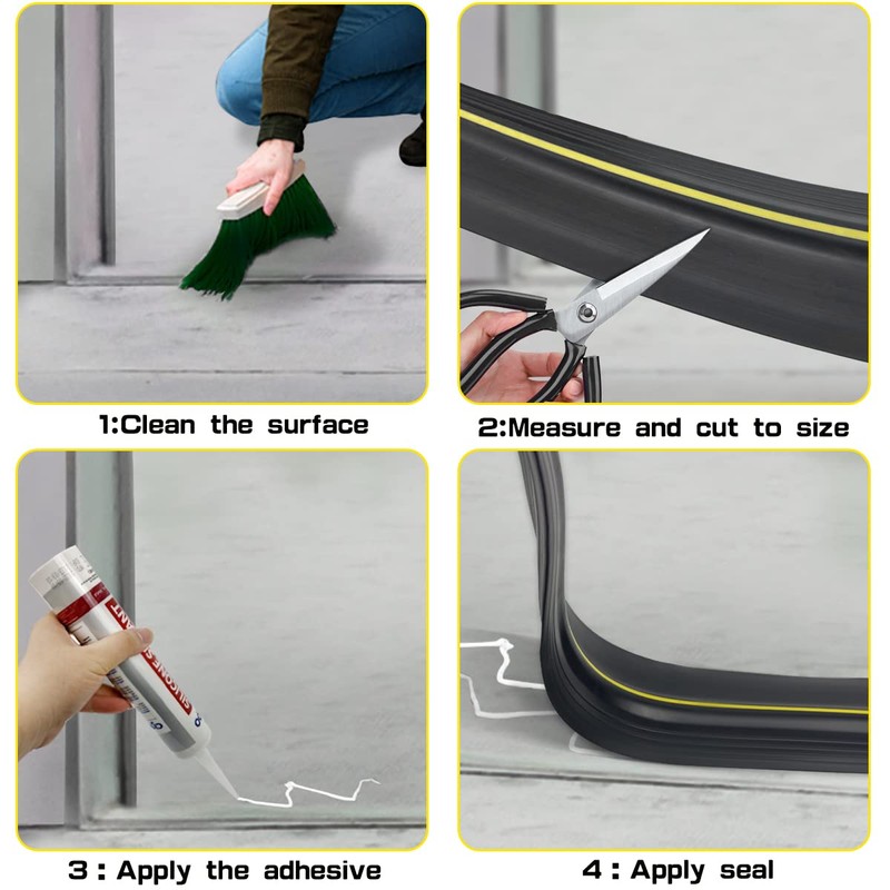 Universal Garage Door Bottom Threshold Seal Rubber Strip with Adhesives,