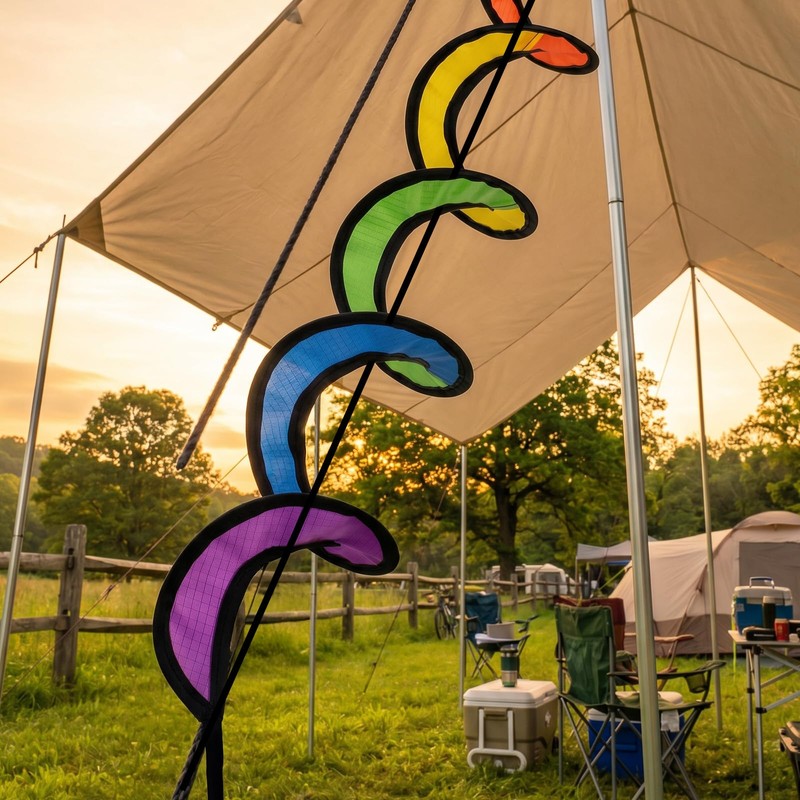 4Pcs Rainbow Wind Spinner - Colorful Hanging Wave Windsock