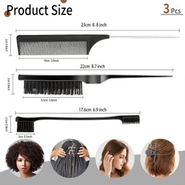 Slick Back Hair Brush Hair Brush for Women Hair Combs for Women Edge Brush Hair Brush for Men Hair Comb Hair Styling Tools Curly Hair Brush Slick Back Hair Stick Fine Tooth Comb Set Slick Back Stick