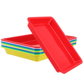 ZEONHEI 10 Pack Plastic Art Trays, Multicolor Activity Plastic Trays, Stackable Plastic Tray Art and Crafts Organizer Tray for Beads, Painting, DIY Projects, 11 x 8.3 x 1.2 Inch