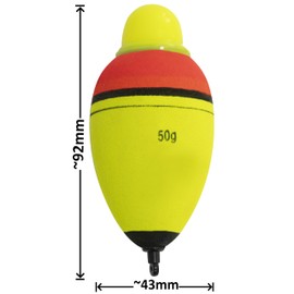 AERZETIX - C68870 - Float Plug, Bright 50 g - Red and Green - for Fishing Predatory Fish Pike Zander Catfish Trout - Length 92 mm - Diameter 43 mm - Hook Fishing Rod Fish