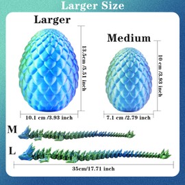 Abitoncc 3D-bedruckter Kristalldrache im Ei, 3D-Dracheneier mit Drachen im Inneren, bewegliche Drache, mythische Stücke, Drache, Heimbüro, Dekoration, Schreibtischspielzeug, 3D-gedrucktes