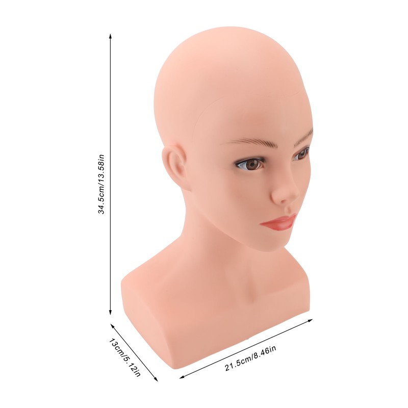 Female Bald Mannequin Head with Shoulder PVC Professional Cosmetology Face