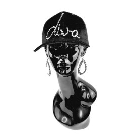 Fashion Junky Diva Black Velvet Cap with Swark. Crystals.
