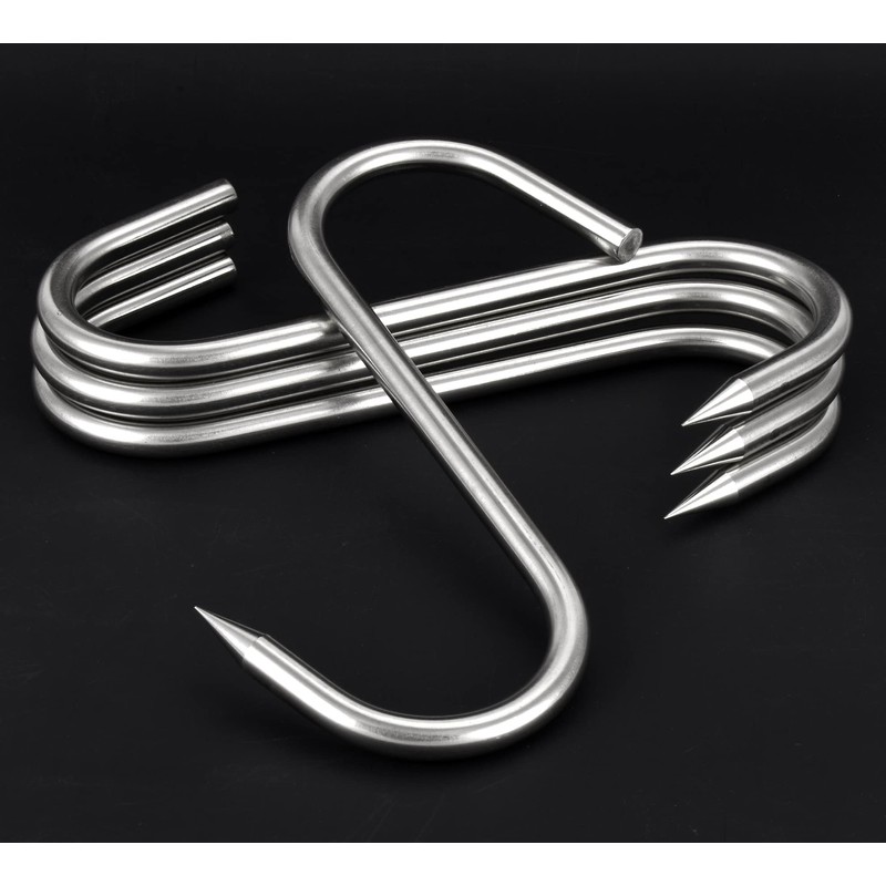 HONSHEN 8 Inch Meat Hook,8mm Heavy Duty S-Hooks Stainless Steel