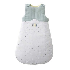 Vertbaudet Sleeveless Baby Sleeping Bag, Spring Rain White/Green 85