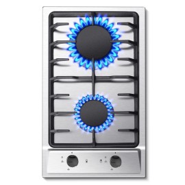 12 Inch Built-In Stainless Steel/Tempered Glass Gas Cooktop 2-Burner Propane Stove TopMaterial: 12inch (Stainless Steel )