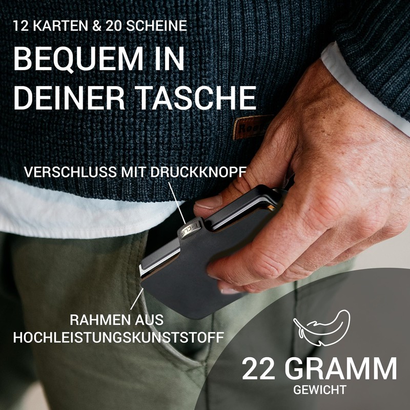 I-CLIP Original Slim Wallet Smooth Leather and Hole Embossing, black,