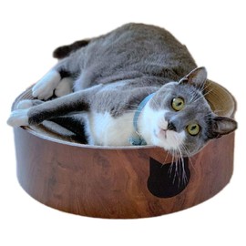 Necoichi Cozy Cat Scratcher Bowl, 100% Recycled Paper, Chemical-Free Materials (Bowl (Dark Cherry), Regular)