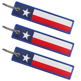 FHZJKJX 3 Pack Texas State Flag Keychain Tag with Key Ring - Keys, Cars, Motorcycles, Backpacks, Luggage and Gifts - EDC