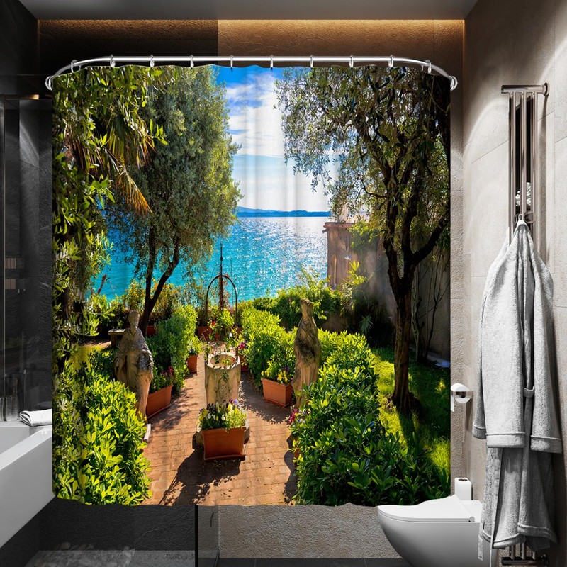 MEMOFYND 1 x 3D Shower Curtain with 12 x Plastic