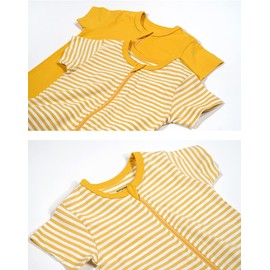 Teach Leanbh Baby Boys Girls 2-Pack Romper Jumpsuits Cotton 2 Way Zipper Short Sleeve Footless Sleep and Play 3-24 Months (Yellow, 6-12 Months)
