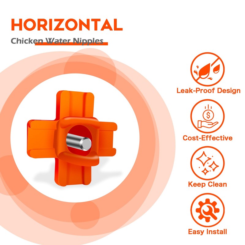 Eggluuz Chicken Waterer Nipple Horizontal Side Mount Automatic Nipples Drinker