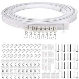 LYPPUL Flexible Decken Vorhangschiene, 3 Meter Gardinenschiene mit Stummen Rollen, Biegbar Vorhangschiene, Gebogene Deckenschiene für Fenster Vorhänge Deckenmontage Raumteiler Schienenvorhangsystem