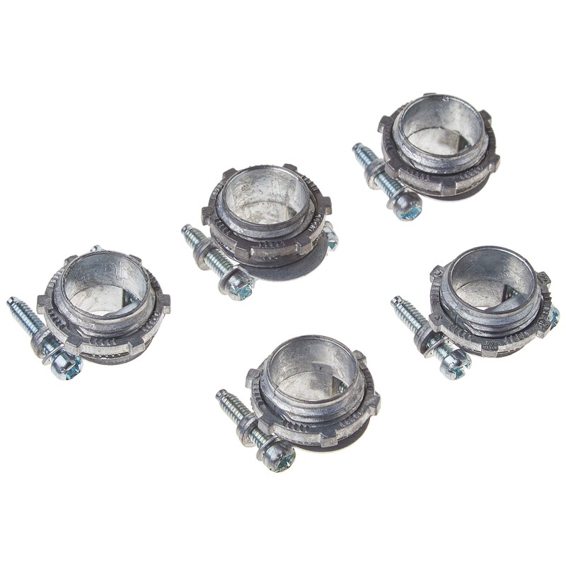 Hubbell-Raco 2711B5 Connector, Squeeze, NMSC Cable, 1/2-Inch, Zinc, 5-Pack