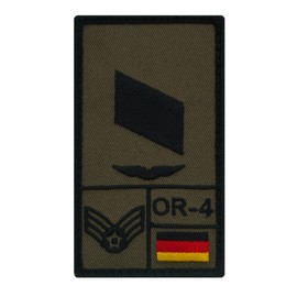 Café Viereck ® Corporal Luftwaffe Bundeswehr Rank Patch with Rank - Embroidered with Velcro - 9.8 cm x 5.6 cm - Olive - Right Side