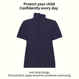 EEOST Adaptive Clothing for Kids Special Needs Autism Sensory Jumpsuit Anti-Strip Romper with Back Zipper Sizes 3-16 Years (Navy, 9-10Years Old)