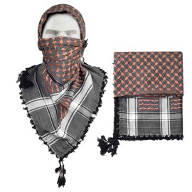 Micoop Large Size Premium Shemagh Scarf Arab Military Tactical Desert Scarf Wrap(48 by 48 inches) (Black Orange)