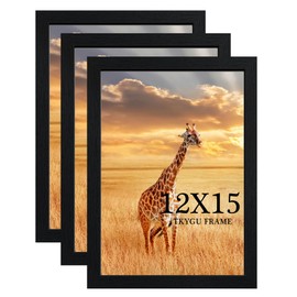 TKYGU 12x15 Picture Frame Black Set of 3,Wooden Frame 12x15 Wall Gallery Poster Photo frame with Durable Shatter Resistant Plexiglass for Wall Mounting Family -friend- wedding best gift