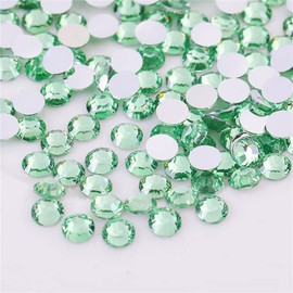 1500 Pieces SS16 4mm Flatback Rhinestones Clear Glass Round Gems Crystals for Nail Art DIY Crafts Clothes Shoes Bags （Light Green）