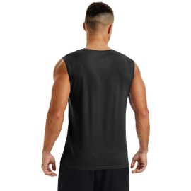 MAGCOMSEN Men's Tank Tops Moisture Wicking Workout Quick Dry Athletic Gym Muscle Running Sleeveless Shirts Black L