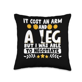 Amputee Artificial Leg Fake Limb Prosthetic CB0 Prosthetic Amputation Vintage It Cost an Arm and A Leg Throw Pillow, 16x16, Multicolor