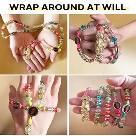 Bovemee Santa Muerte Necklace Rosaries Beads Holy Death's Necklace Blessing Crafted Rosario de la santa muerte Prayer Gift For Men and Women (Colorful)