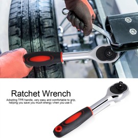 Zerodis 1/4 Inch Rotating Head Ratchet Ratchet Wrench for Bicycle Car Repair Tool