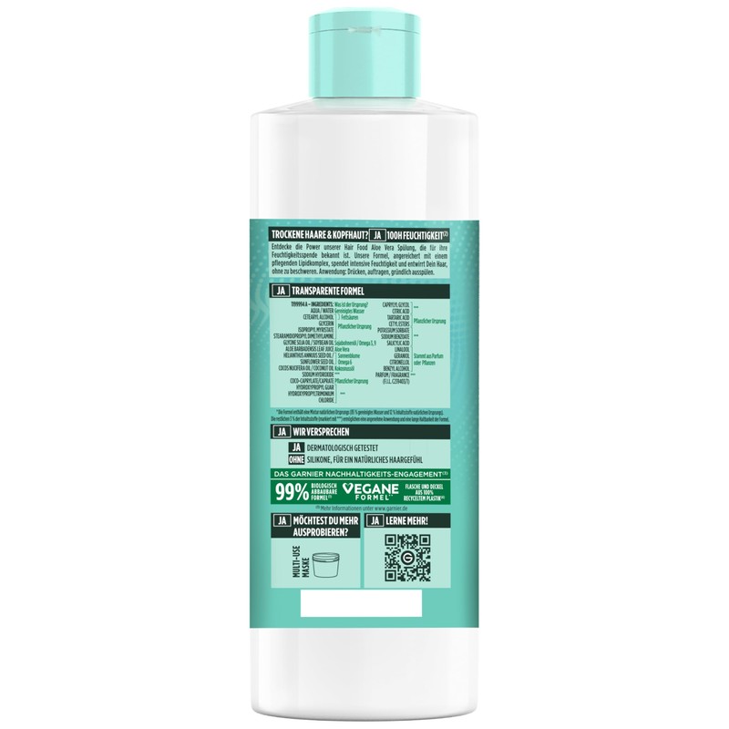 Garnier Conditioner Moisturising Aloe Vera Vegan Formula for Normal Dry