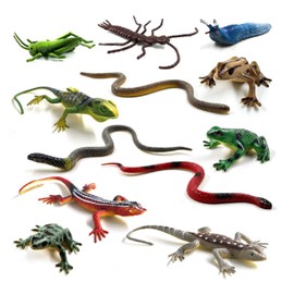 Yitaocity 12Pcs Realistic Fake Rubber Lizards Frogs Snakes Toys Animal Figures Artificial Model Reptile Lizard for Party Favors Decoration, Gag Toys, Prank and Prop