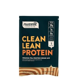 Nuzest - Vegan Pea Protein Powder - Clean Lean Protein, Premium Plant Based Protein Powder, Dairy Free, Gluten Free, GMO Free Protein Shake, Salted Caramel, 1 Serving, 0.9oz