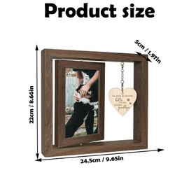 Wooden Rotating Photo Frame with Heart Pendant, Double-Sided Rotating Picture Frame, Wooden Picture Frame with Heart, Holds 2 Photos 15 x 10 cm, with Wooden Heart Pendant, for Anniversary, Desk, DIY