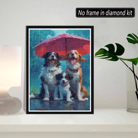 SKRYUIE 5D Diamond Painting Kits Dog - DIY Diamond Art Kits for Adults Umbrella, Full Round Drill - Crystal Embroidery Cross Stitch - Craft for Wall & Office Decor - 12x16 Inch e10