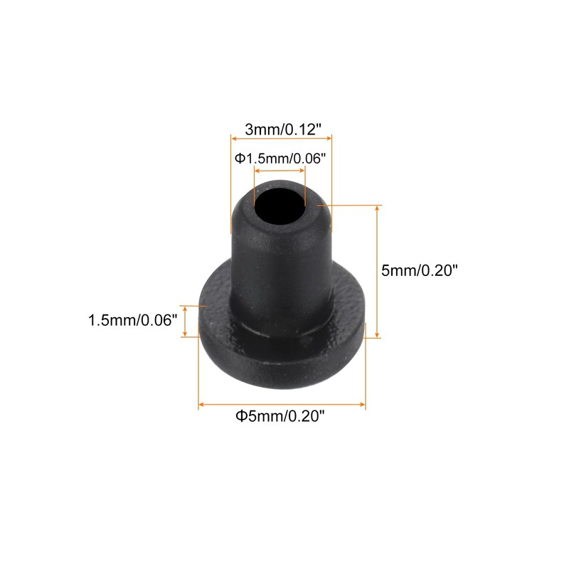 sourcing map 20Pcs T Shape Rubber Grommet Mount Dia 3mm