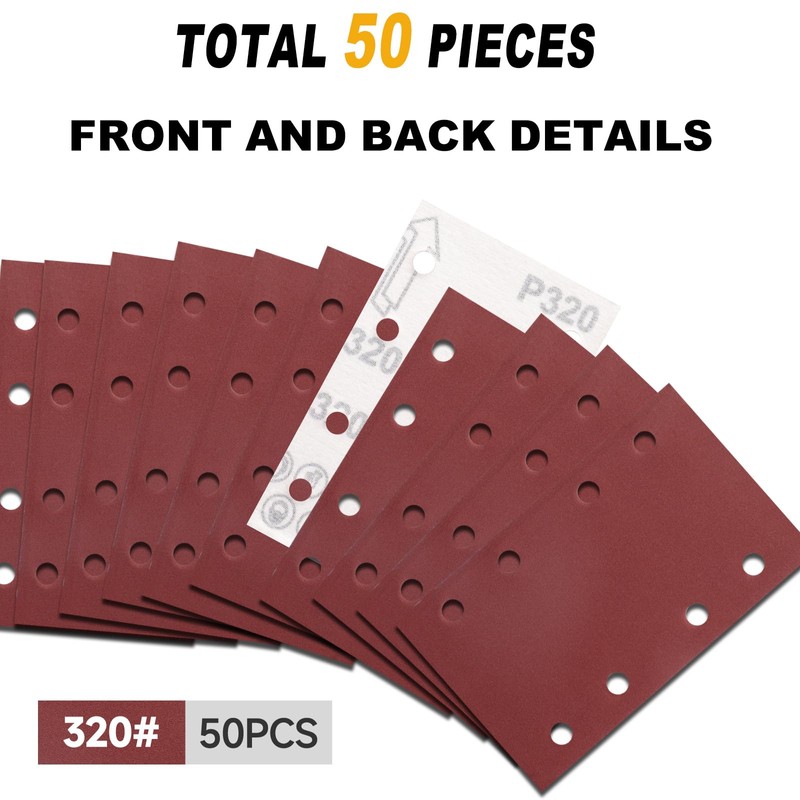 Sruhrak 80 x 133 mm Sandpaper, 50 Pieces Sanding Sheet