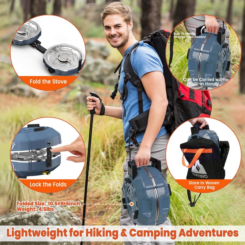 Cofiyard 20,000 BTUs 2 Burner Propane Camping Stove, Portable Folding