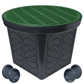 StormDrain FSD-3017 20-in. Large Round Catch Basin with Green Grate Kit