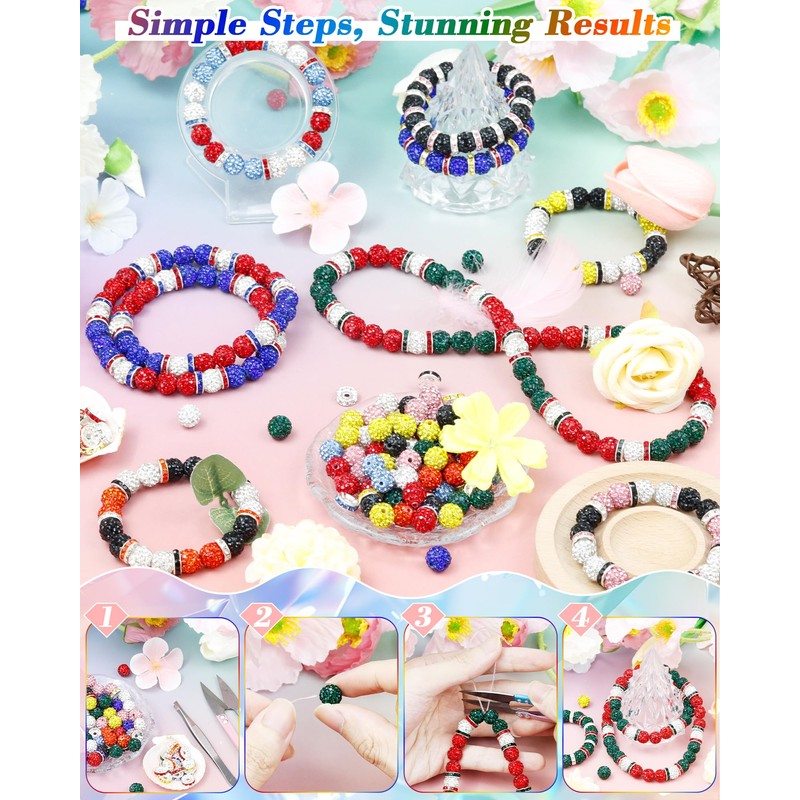 180PCS FIVEIZERO Rhinestone Beads for Baseball Necklace Bracelets Jewelry Making,