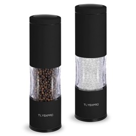 Salt and Pepper Grinder Set with Adjustable Coarseness | Manual Pepper Mill Grinder with Refillable Design | Ceramic Core | Kitchen Essential (2 Packs, Black)